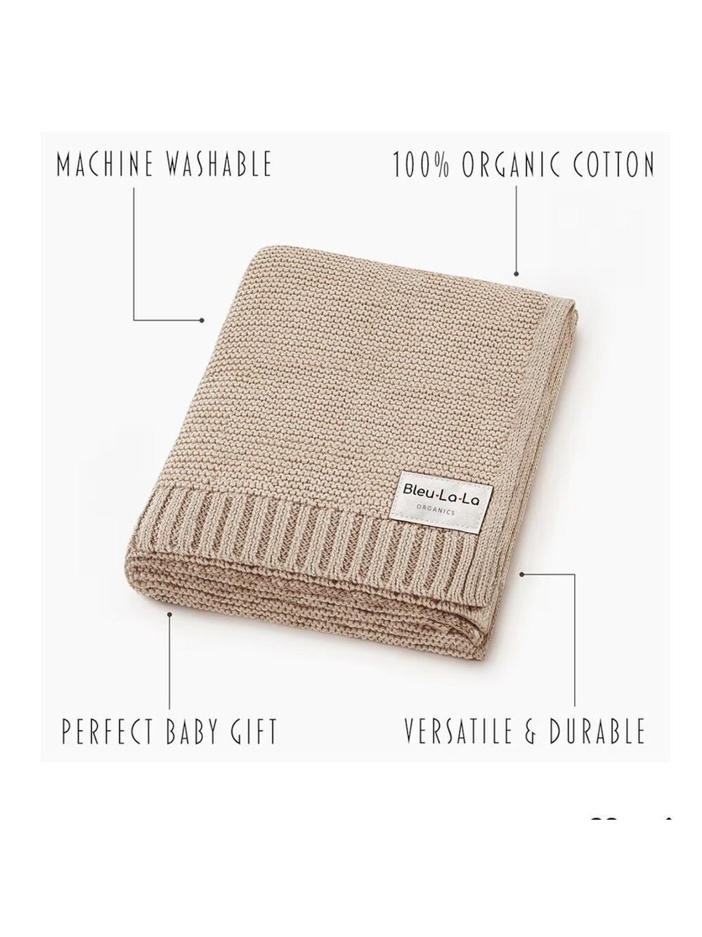 Bleu La La Heritage Knit Luxury Organic Cotton Baby Swaddle Blanket NWT - Picture 2 of 5